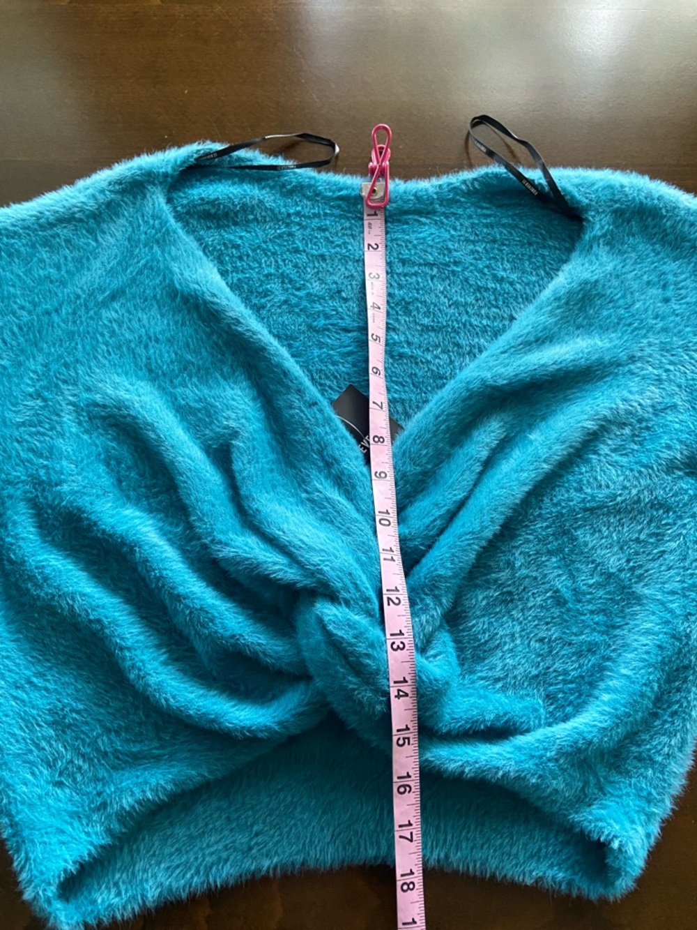 2/$20*  Teal Fuzzy Women's Sweater with Twist Knot. Forever 21, Sz M. NWT - Picture 6 of 11